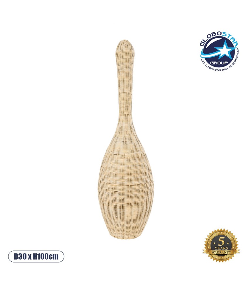 GLOBOSTAR® PARADIS 01843 Boho Επιδαπέδιο Φωτιστικό με Ντουί 1 x E27 AC 220-240V IP20 - Μπεζ - Μ30 x Π30 x Υ100cm